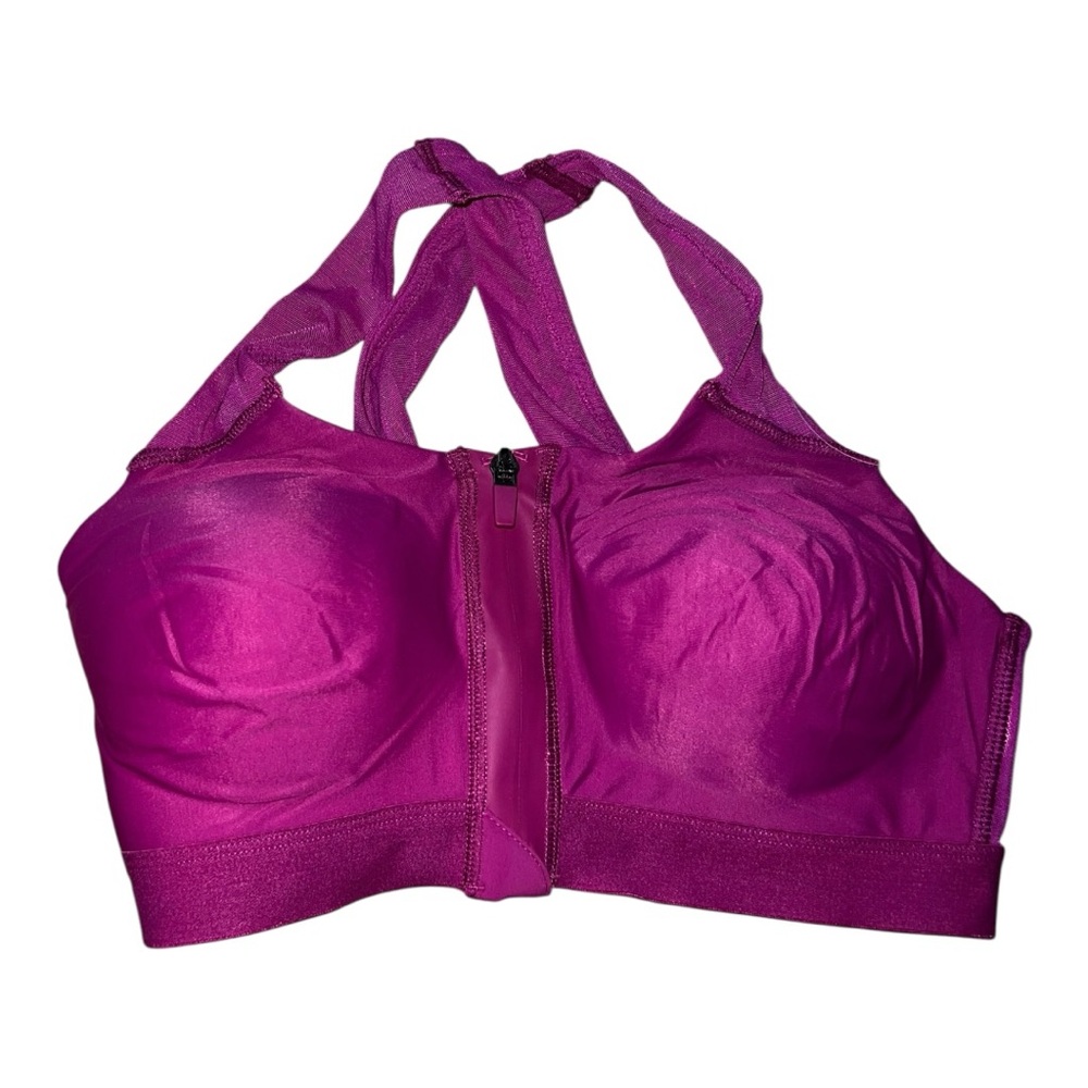 ✅Half Moon Active NWT Women's Sports Bra Front Zip Size Small Fuchsia